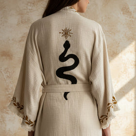 The Transforming Snake Linen Kimono