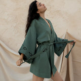 The Lion Short Kimono in Organic Cotton Muslin