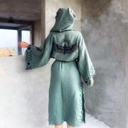 The Eagle Hooded Green Muslin Bathrobe