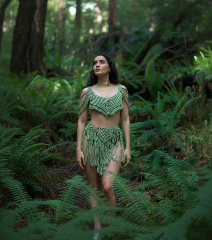 forest green two piece dress Macramé short emerald green homecoming dress