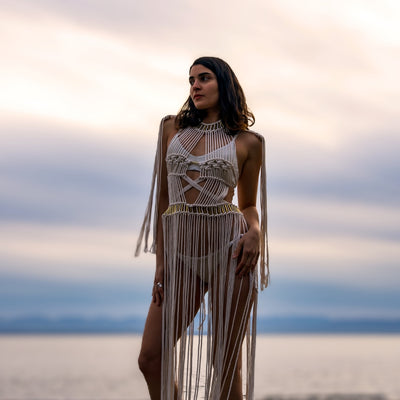 White Macrame Wedding Dress