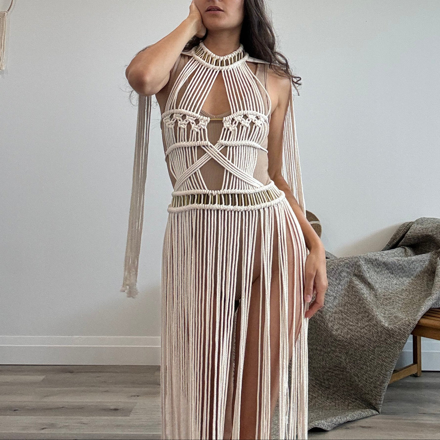 White Macrame Wedding Dress