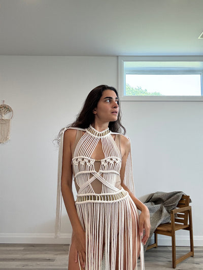 White Macrame Wedding Dress