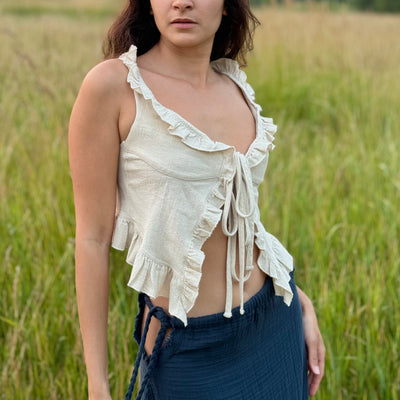 Organic Beige Boho Cotton Top