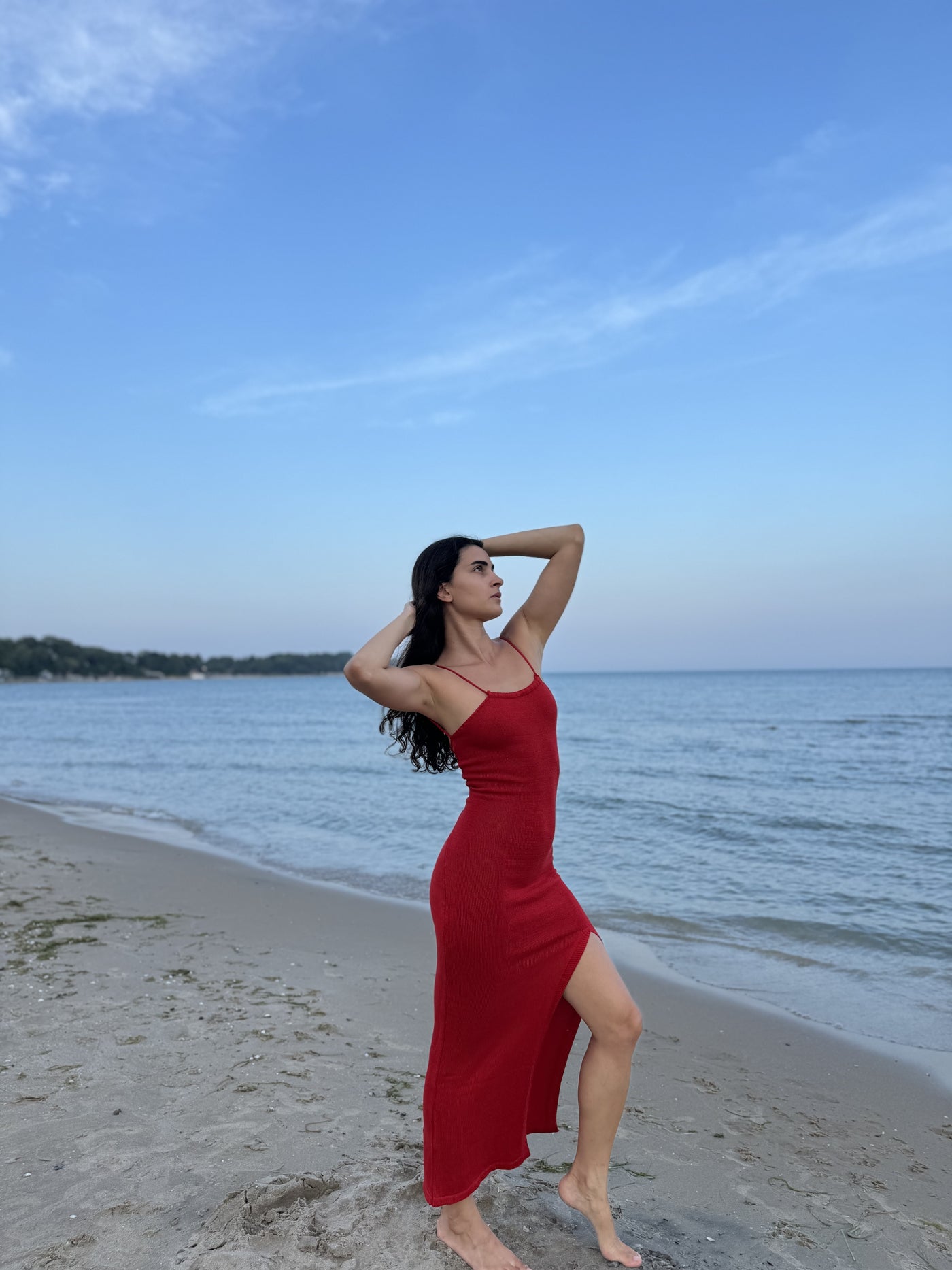 Red Knit Dress with Back Details