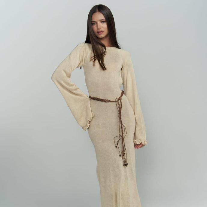 Beige Long Boho Goddess Dress