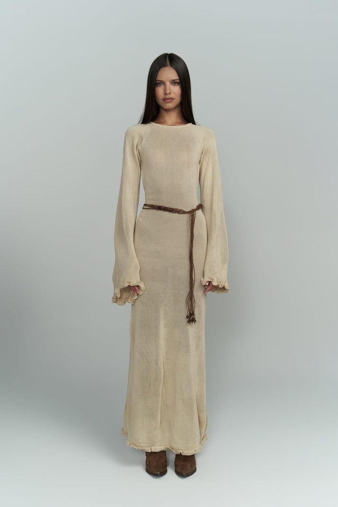 Beige Long Boho Goddess Dress