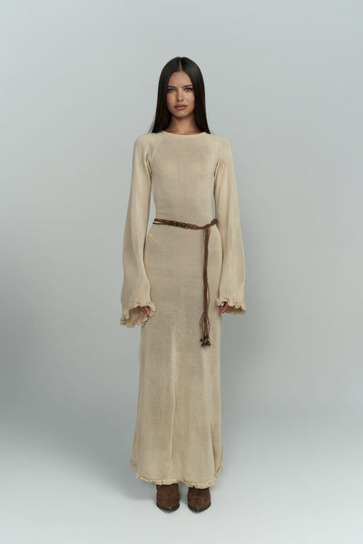 Beige Long Boho Goddess Dress