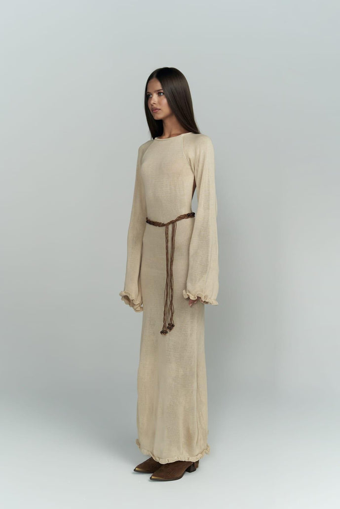 Beige Long Boho Goddess Dress
