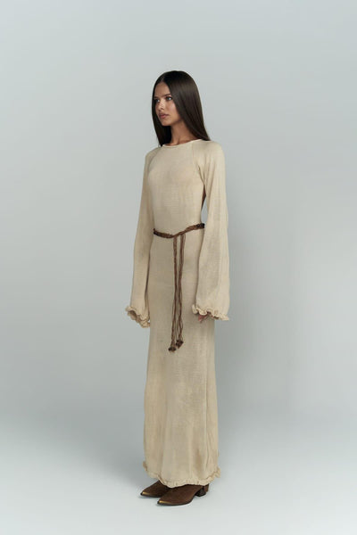 Beige Long Boho Goddess Dress