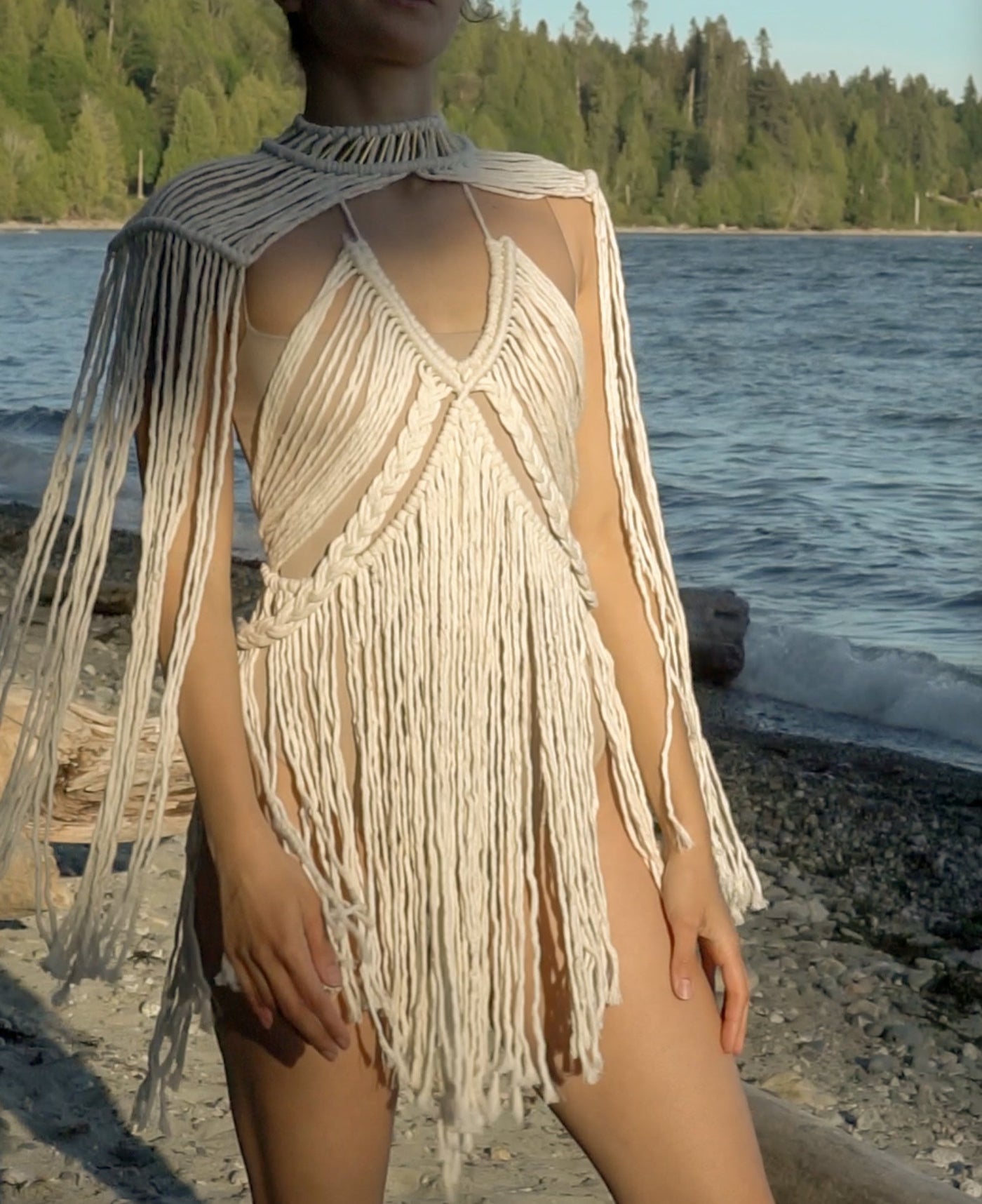 White Goddess Macrame Dress