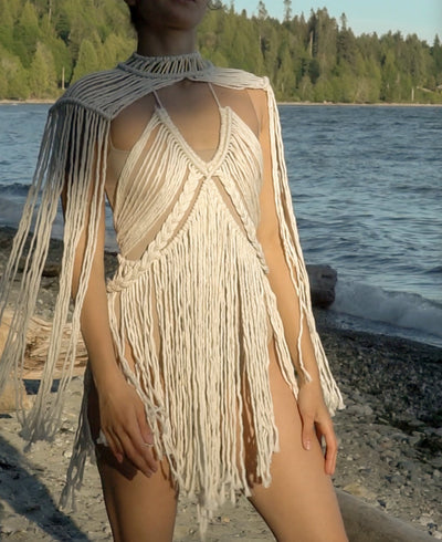White Goddess Macrame Dress