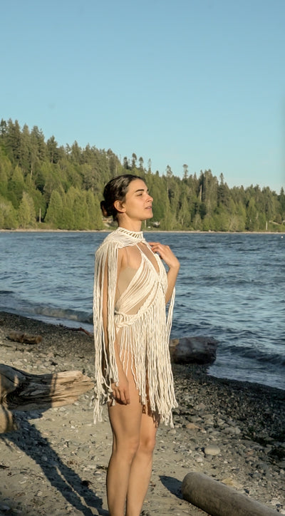White Goddess Macrame Dress